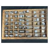 Vintage Printers Type Blocks with Wooden Tray