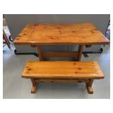 Handmade Wooden Table with Engraved Scripture