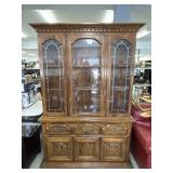 Etched Glass Lighted Hutch