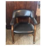 Vintage Rolling Faux Black Leather Chair