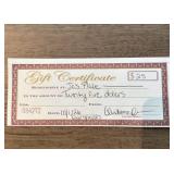 $25 Joï¿½s Place gift certificate