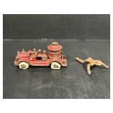 Small Cast Iron Fire Truck and Army Man