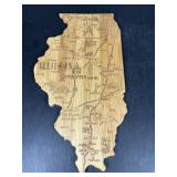 Illinois State Map Wood Wall Plaque