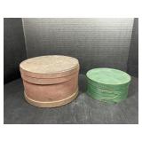 2 Painted Shaker-Style Round Boxes
