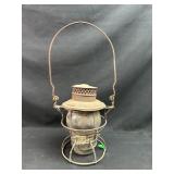 Antique Railroad Lantern with Embossed Globe