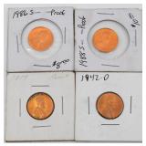 4 Various Dated Lincoln Proof Pennies
