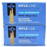 40 Rounds Of PPU 7mm-08 Rem Ammunition
