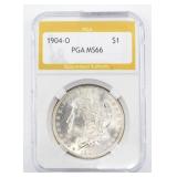 Uncirculated PGA Graded Morgan Silver Dollar