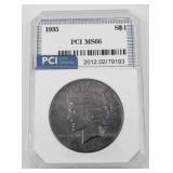 Uncirculated  PCI Graded Silver Peace Dollar Coins