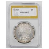 PGA Graded Uncirculated Morgan Silver Dollar