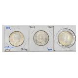 1 Franklin & 2 Kennedy Silver Coins
