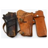 3 Various Size Leather Holsters