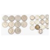 23 Count Of Silver Half Dollars & Quarters