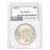 Uncirculated PCI Graded Silver Peace Dollar Coin