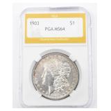 PGA Graded Uncirculated Morgan Silver Dollar