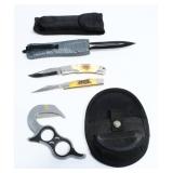 A Group of Cutting Tools and Handcuff Pouches