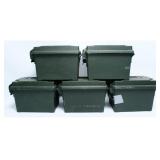 Five MTM Dark Olive Green Ammo Cans / Dry Boxes