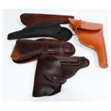 Five Assorted Leather Gun Holsters, Including a US