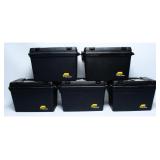 A Set of Five Plano Black Plastic Field Ammo Boxes