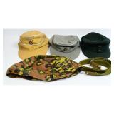 A Group of Four Vintage Military-Style Field Caps