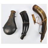 Three 19th Century Powder Flasks & Horns