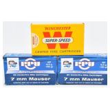 Three Boxes of 7mm Mauser Rifle Ammunition by
