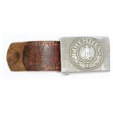 WWII German Heer Aluminum Belt Buckle w/ Leather