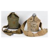 Two WWI & WWII U.S. Army Canteens w/ Covers &