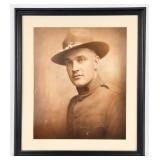 Framed WW1 US Military Soldier Portrait Photograph