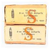 20 Rounds WWII German 8x56R M.30 Mannlicher