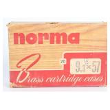 Norma 9.3 x 57 New Empty Brass Ammo Cases, Box of