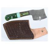 Contemporary Damascus Steel Cleaver-Style Knife