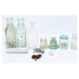 Collection of 10 Antique & Vintage Glass Bottles,