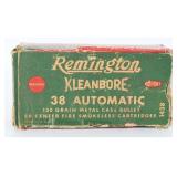 Vintage Rem Kleanbore .38 Automatic Ammo, 44 Live