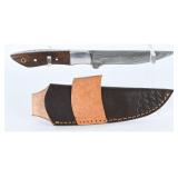 Contemporary Damascus Steel Fixed-Blade Knife with