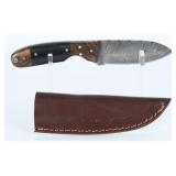 Fixed-Blade Knife with Damascus Blade & Segmented