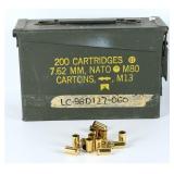 Metal Ammo Can, 7.62 MM NATO M80, Spent Brass