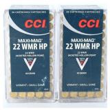 100 Rds CCI Maxi-Mag .22 WMR 40gr JHP Ammo
