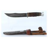 Stacked Leather Grip Hunting Knife & Sheath