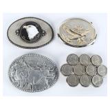 4 Vintage Western Belt Buckles