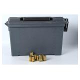 .45 ACP Empty Casings w/ Plastic Ammo Can