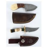 2 Custom Damascus Steel Knives w/ Sheaths