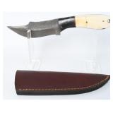 Damascus Steel Skinning Knife, Bone & Horn Handle