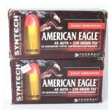 Federal Syntech .45 Auto Ammo, 100 Rds, 21 C.