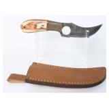 Hand Forged Damascus Steel Skinner w/ Sheath