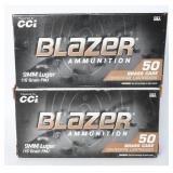 100rd CCI Blazer Brass 9mm 115gr FMJ Ammo