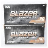 100 Rds CCI Blazer Brass 9mm 115gr FMJ