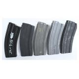 A Group of Five AR-15 30-Round 5.56mm Magazines