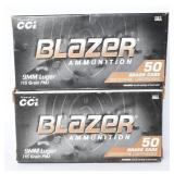 100 Rds CCI Blazer Brass 9mm 115gr FMJ Ammo