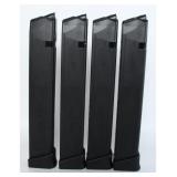 Four 33 Round 9mm Luger Magazines for Glock 17/34